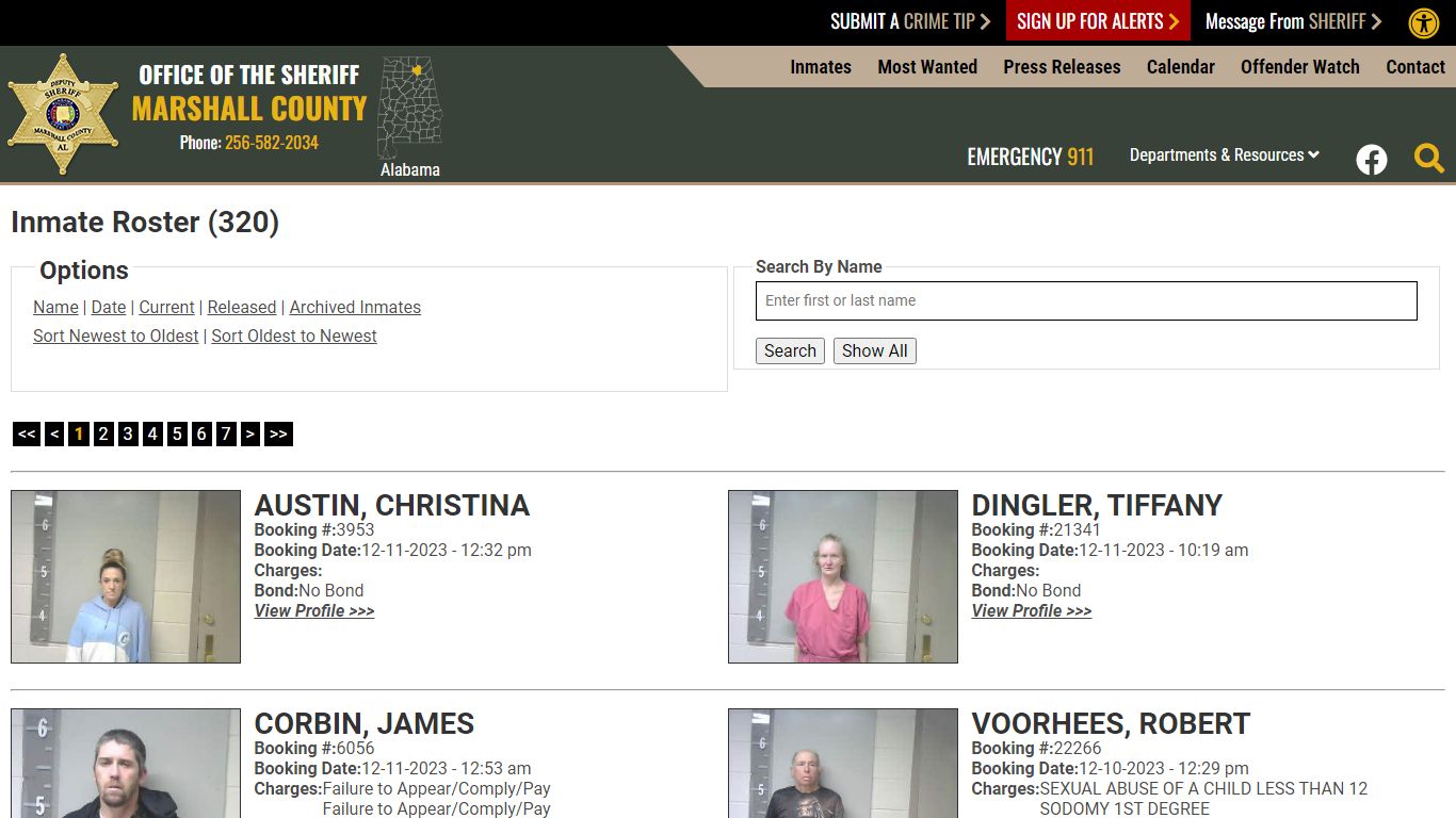 Inmate Roster - Current Inmates Booking Date Descending - Marshall ...